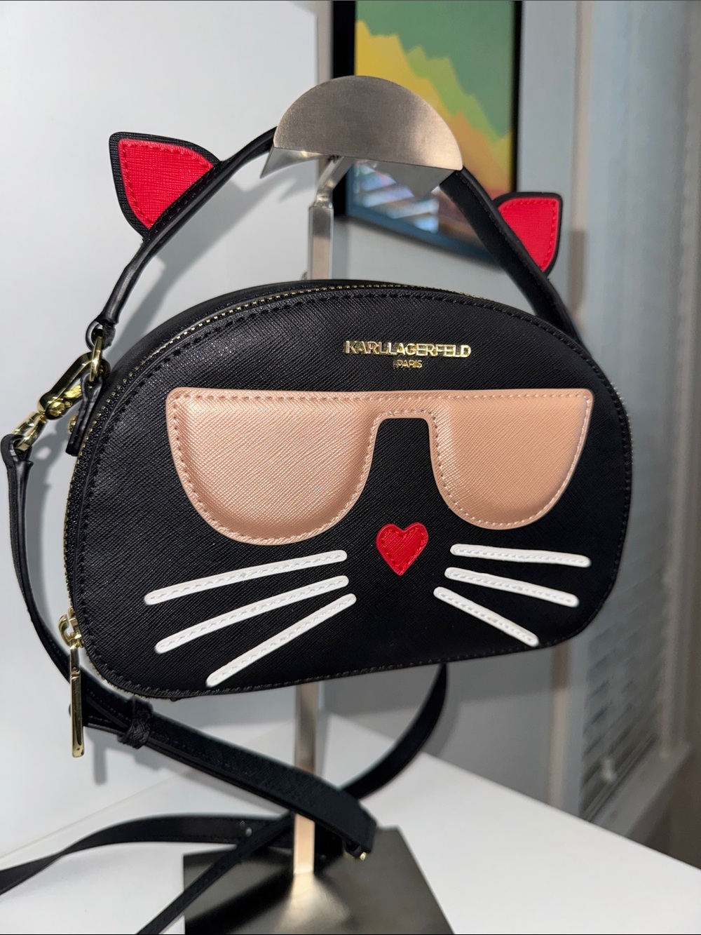 Karl Lagerfeld Paris Maybelle Choupette Cat Top-Handle Crossbody Bag - Picture 3 of 9